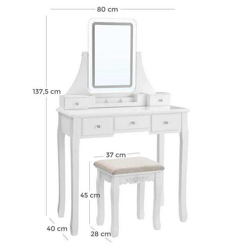 VASAGLE Schminktisch »RDT25WL«, Frisiertisch, Kosmetiktisch mit LED-Beleuchtung in 3 Farben, mit gepolstertem Hocker 10 VASAGLE Schminktisch »RDT25WL«, Frisiertisch, Kosmetiktisch mit LED-Beleuchtung in 3 Farben, mit gepolstertem Hocker – Bild 8