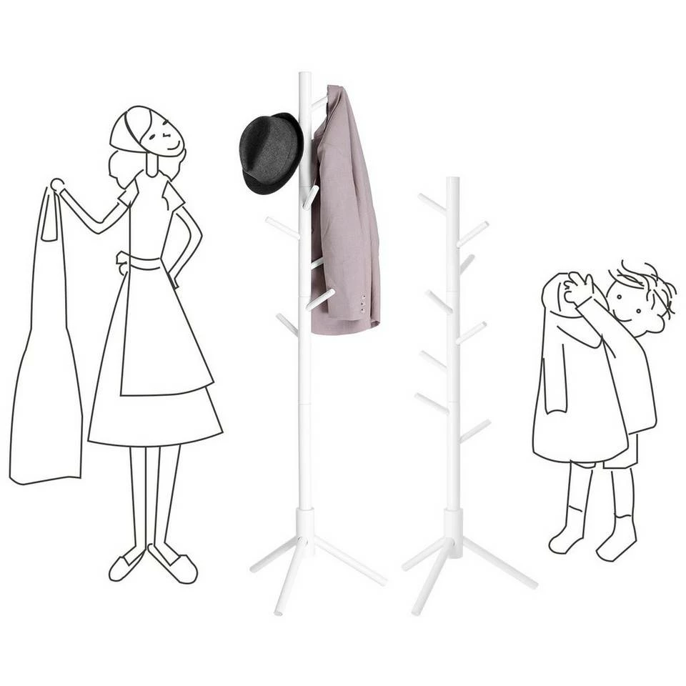 VASAGLE Garderobenständer »RCR04WT«, Kleiderständer aus Massivholz, in Baumform, mit 8 Haken, für Kleidung, Hüte, Taschen, Flur, Eingangsbereich, weiß 3 VASAGLE Garderobenständer »RCR04WT«, Kleiderständer aus Massivholz, in Baumform, mit 8 Haken, für Kleidung, Hüte, Taschen, Flur, Eingangsbereich, weiß