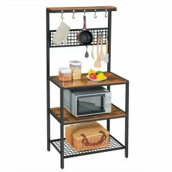 VASAGLE Küchenregal »KKS17BX«, Standregal für die Küche, 10 Haken, Gitterablage aus Metall, Vintage