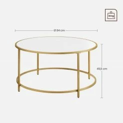 VASAGLE Couchtisch »LCT091A10«, Beistelltisch, Sofatisch, rund, mit goldfarbenem Stahlrahmen, modern, Ø 84 cm, weiß-goldfarben 21 VASAGLE Couchtisch »LCT091A10«, Beistelltisch, Sofatisch, rund, mit goldfarbenem Stahlrahmen, modern, Ø 84 cm, weiß-goldfarben -Vasagleaus Geschaft d922e376 8307 47f5 9cab 01832e5e199d