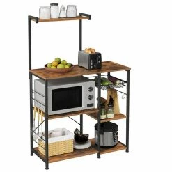 VASAGLE Standregal »KKS035/35«, Küchenregal mit Metallkorb, 6 S-Haken und Regalablagen, 90 x 40 x 132 cm, Industrie-Design Haselnussbraun-schwarz, Greige-schwarz, Vintage -Vasagleaus Geschaft dade4a15 d6d2 4168 85ef a38a3b0ac42a