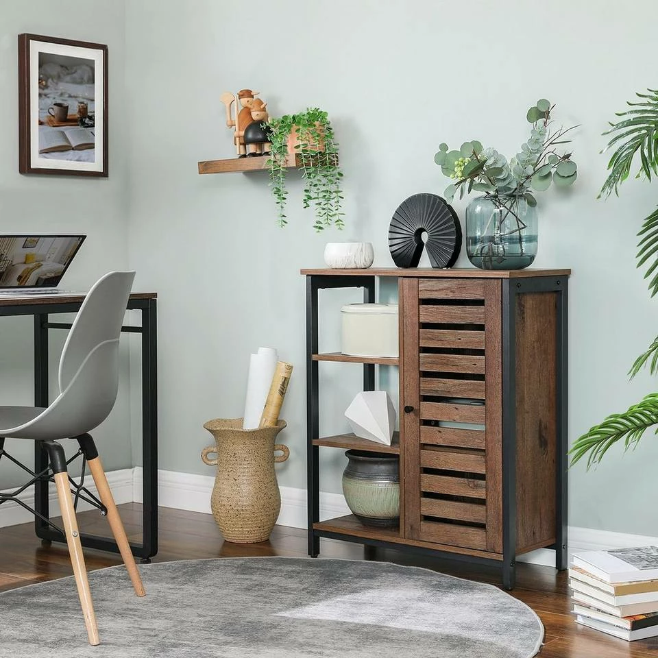 VASAGLE Sideboard »LSC74BX LSC74GD«, Küchenschrank mit 3 offenen Ablagen, Stahlgestell, vintage Braun 10 VASAGLE Sideboard »LSC74BX LSC74GD«, Küchenschrank mit 3 offenen Ablagen, Stahlgestell, vintage Braun – Bild 8