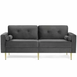 VASAGLE 3-Sitzer »LCS001«, Bezug aus Samt, Metallbeine, Klassisch bis modern, einfacher Aufbau, 183 x 78 x 88 cm Blau, Grau, Petrolfarben, Rosa -Vasagleaus Geschaft dc3d4539 e7a5 469d 96c3 18bb66c5d885