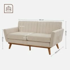 VASAGLE 3-Sitzer »LCS030«, Couch für Wohnzimmer, Beine aus Massivholz, Mid-Century Stil, 191 x 80,5 x 86 cm Beige, Grau -Vasagleaus Geschaft ddcb77fb 0123 4d19 9127 58e41e857f2b