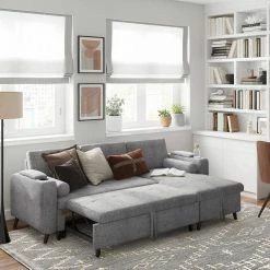 VASAGLE Schlafsofa »LCS801«, Bettsofa mit Stauraum, Ecksofa, mit Becherhalter, einfache Montage, 223 x 142 x 88 cm (L x B x H), modern Dunkelgrau, Hellgrau -Vasagleaus Geschaft defa180f e136 4065 9d5a 1f03137e17f7