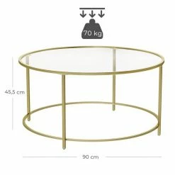 VASAGLE Couchtisch »LGT21G«, Beistelltisch, Glastisch, Sofatisch mit Metallgestell, Hartglas, Ø 84 cm, rund, stabil Gold, Schwarz 31 VASAGLE Couchtisch »LGT21G«, Beistelltisch, Glastisch, Sofatisch mit Metallgestell, Hartglas, Ø 84 cm, rund, stabil Gold, Schwarz -Vasagleaus Geschaft e027bdf0 6df7 41c8 9933 bed40e94547a