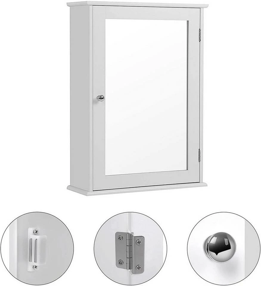 VASAGLE Badezimmerspiegelschrank »LHC001« Spiegelschrank fürs Bad, Badschrank, weiß 7 VASAGLE Badezimmerspiegelschrank »LHC001« Spiegelschrank fürs Bad, Badschrank, weiß – Bild 5