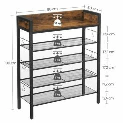 VASAGLE Schuhregal »LBS022B01«, Schuhregal, für 14 Paar Schuhe, erhöhte Seitenkanten, Industriestil, vintage -Vasagleaus Geschaft e2e6e490 0cc4 4a12 a211 42097ac2477b