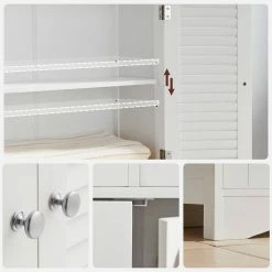 VASAGLE Badkommode »BBC145W01«, Kommode mit 2 Türen, 2 Schubladen, Hoch 108 cm, verstellbare Regalebene, skandinavischer Stil, weiß -Vasagleaus Geschaft e336e5d1 a8f1 46c2 874c cc23ea094265