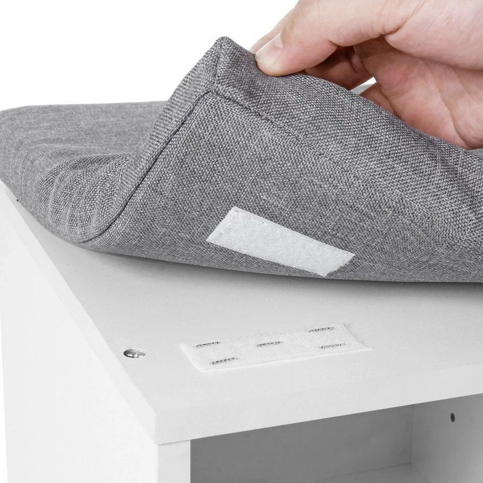 VASAGLE Schuhbank »LHS10«, Schuhregal, Sitzbank, 10 Fächer, mit Polsterung, multifunktional, 104 x 30 x 48 cm Natur, Vintage, Weiß 29 VASAGLE Schuhbank »LHS10«, Schuhregal, Sitzbank, 10 Fächer, mit Polsterung, multifunktional, 104 x 30 x 48 cm Natur, Vintage, Weiß – Bild 27