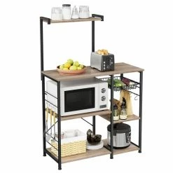 VASAGLE Standregal »KKS035/35«, Küchenregal mit Metallkorb, 6 S-Haken und Regalablagen, 90 x 40 x 132 cm, Industrie-Design Haselnussbraun-schwarz, Greige-schwarz, Vintage -Vasagleaus Geschaft e442a336 b7f2 45bd 84af e18da2d5fa48