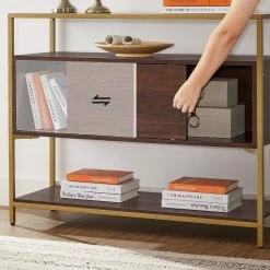 VASAGLE Konsolentisch »LSC016B24«, Beistelltisch, Flurtisch, mit Schiebetür, Schokoladenbraun-Mattgold 17 VASAGLE Konsolentisch »LSC016B24«, Beistelltisch, Flurtisch, mit Schiebetür, Schokoladenbraun-Mattgold -Vasagleaus Geschaft e4dbd961 5b8f 4fd1 ab0d 17348f9a0379