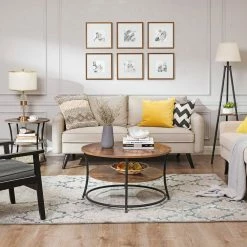 VASAGLE Beistelltisch »LET56BX«, Beistelltisch rund, Sofatisch, 2 Ablagen, vintage Greige -Vasagleaus Geschaft e53aea9e b451 4bd2 8721 1cf72d0f2ffa