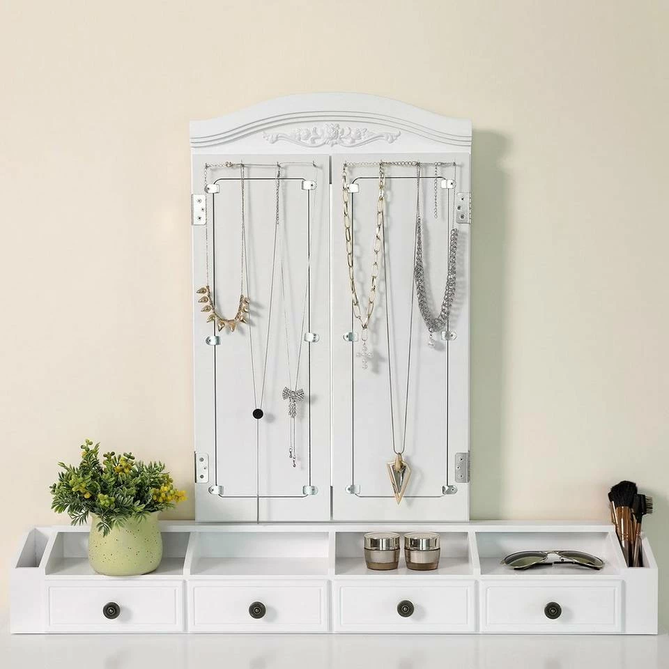 VASAGLE Schminktisch »RDT60WT RDT60BK«, Frisiertisch, Kosmetiktisch mit 3-teiliger Klappspiegel,mit Hocker Schwarz, Weiß 4 VASAGLE Schminktisch »RDT60WT RDT60BK«, Frisiertisch, Kosmetiktisch mit 3-teiliger Klappspiegel,mit Hocker Schwarz, Weiß – Bild 2