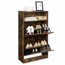 VASAGLE Schuhschrank »LBC040X01 LBC040W01« Schuhregal mit 2 Klappen und mit Zusatzfach, Schuhaufbewahrung, 60 x 24 x 102 cm Vintage, Weiß -Vasagleaus Geschaft e8fdf961 1947 4f50 b06c 813226e7500f