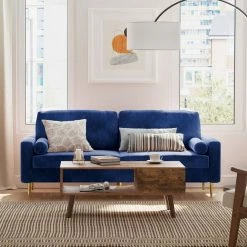 VASAGLE 3-Sitzer »LCS001«, Bezug aus Samt, Metallbeine, Klassisch bis modern, einfacher Aufbau, 183 x 78 x 88 cm Blau, Grau, Petrolfarben, Rosa -Vasagleaus Geschaft ebf127a0 4e84 466d 8377 85eb594cbad3