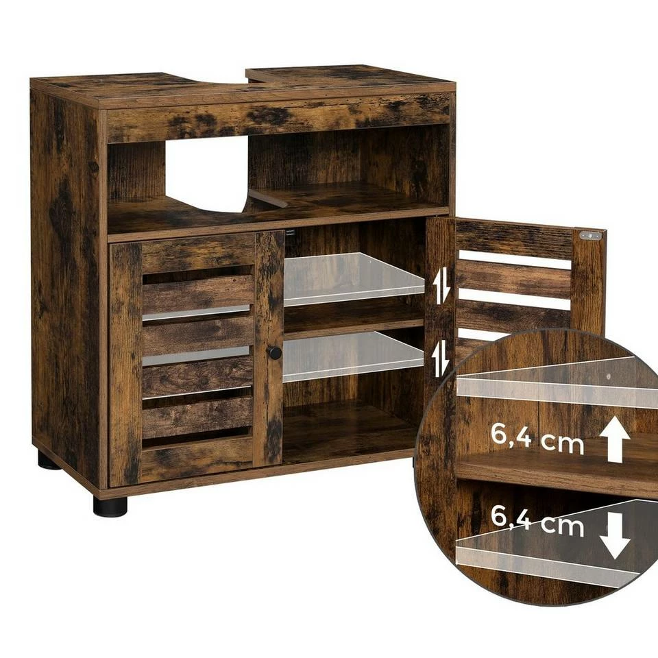 VASAGLE Waschbeckenunterschrank »BBK04BX« Badschrank, Badezimmerschrank, 60 x 30 x 63 cm, vintage 7 VASAGLE Waschbeckenunterschrank »BBK04BX« Badschrank, Badezimmerschrank, 60 x 30 x 63 cm, vintage – Bild 5