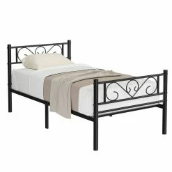 VASAGLE Metallbett »RMB061 RMB063«, Einzelbett, Doppelbett, mit Lattenrost und Bettgestell, für kleine Räume, Gästebett Schwarz, Wei&szlig; -Vasagleaus Geschaft ef65717f c40a 4e96 81c9 9a160eb9923b