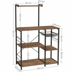 VASAGLE Standregal »KKS035/35«, Küchenregal mit Metallkorb, 6 S-Haken und Regalablagen, 90 x 40 x 132 cm, Industrie-Design Haselnussbraun-schwarz, Greige-schwarz, Vintage -Vasagleaus Geschaft ef70b43c 74f7 409d b295 ca58e9f7f870