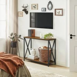 VASAGLE Konsolentisch »LNT088B01 LNT100B01«, Beistelltisch, Flurtisch, Sofatisch, 100 x 35 x 80 cm, für Wohnzimmer, Flur, vintagebraun-schwarz -Vasagleaus Geschaft f0304976 05fd 4aa0 80d3 926836768ac4