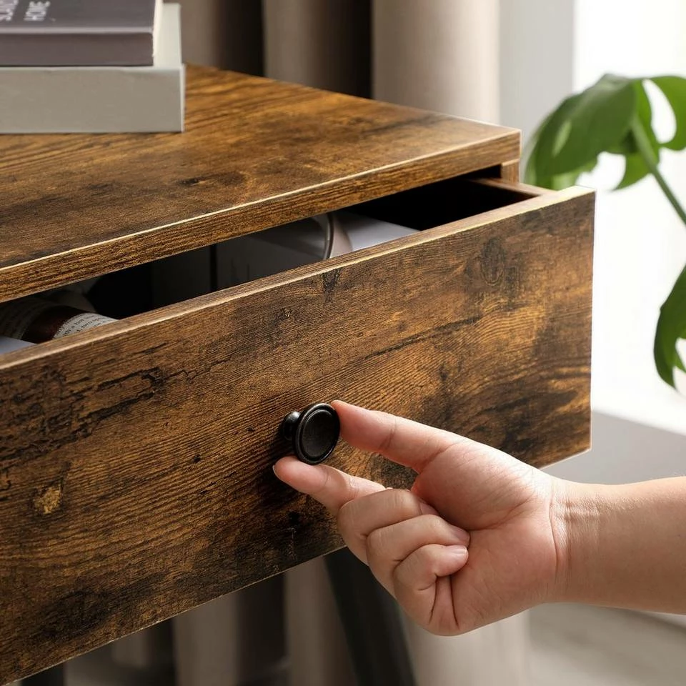 VASAGLE Beistelltisch »LET176B01«, Nachttisch, mit Schublade und schrägen Beinen, vintage 8 VASAGLE Beistelltisch »LET176B01«, Nachttisch, mit Schublade und schrägen Beinen, vintage – Bild 6