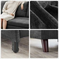 VASAGLE Schlafsofa »LCS801«, Bettsofa mit Stauraum, Ecksofa, mit Becherhalter, einfache Montage, 223 x 142 x 88 cm (L x B x H), modern Dunkelgrau, Hellgrau -Vasagleaus Geschaft f48aae49 e73d 4d75 b510 d311200ad1d8