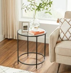 VASAGLE Beistelltisch »LGT20G/020B01«, Beistelltisch rund, kleiner Couchtisch, Glastisch mit Metallgestell, Nachttisch, Sofatisch Gold, Ros&eacute;gold, Schwarz -Vasagleaus Geschaft f643edda 5dad 4e71 b4eb c667ba0e807c