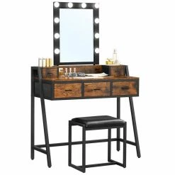 VASAGLE Schminktisch »RVT015B01«, Frisiertisch, Kosmetiktisch, mit Hocker und Spiegel, 10 LED-Glühbirnen, vintage 18 VASAGLE Schminktisch »RVT015B01«, Frisiertisch, Kosmetiktisch, mit Hocker und Spiegel, 10 LED-Glühbirnen, vintage -Vasagleaus Geschaft f6774ef2 97d4 4bdd a441 d801f776394c