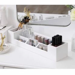 VASAGLE Schminktisch »RDT25WT/BK/K«, Frisiertisch, Kosmetiktisch, mit Spiegel ohne Rahmen, Polsterhocker, Massivholzbeinen Schwarz, Weiß-Natur, Weiß 39 VASAGLE Schminktisch »RDT25WT/BK/K«, Frisiertisch, Kosmetiktisch, mit Spiegel ohne Rahmen, Polsterhocker, Massivholzbeinen Schwarz, Weiß-Natur, Weiß -Vasagleaus Geschaft f7575fca c515 48cb 8b68 b17aa69f87c7