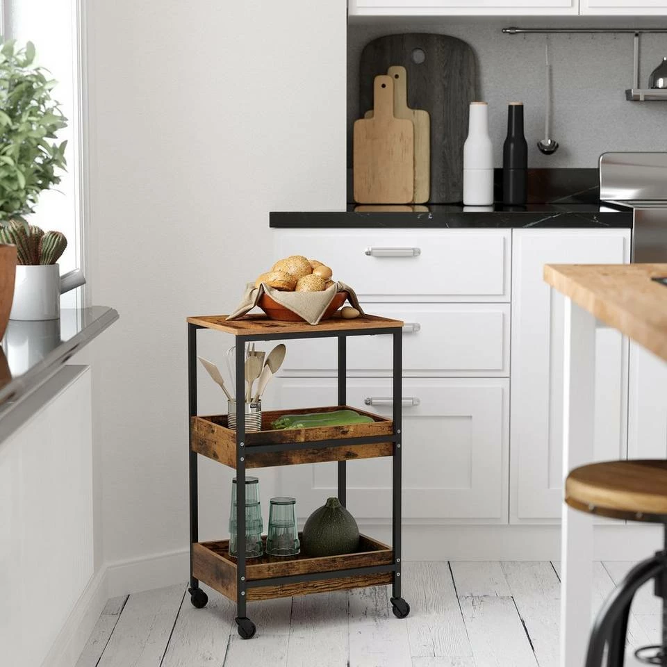 VASAGLE Computertisch »LWD066B01«, Schreibtisch mit Monitorständer, 3-stöckiger Rollwagen, Stahlrahmen, Industriestil, vintage 11 VASAGLE Computertisch »LWD066B01«, Schreibtisch mit Monitorständer, 3-stöckiger Rollwagen, Stahlrahmen, Industriestil, vintage – Bild 9