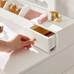 VASAGLE Schminktisch »RDT173W01«, Frisiertisch,Kosmetiktisch mit 10 Glühbirnen und gepolsterter Hocker, Massivholzbeinen -Vasagleaus Geschaft f8d6aaf3 8ff8 4cca ae1b c108f4bab766