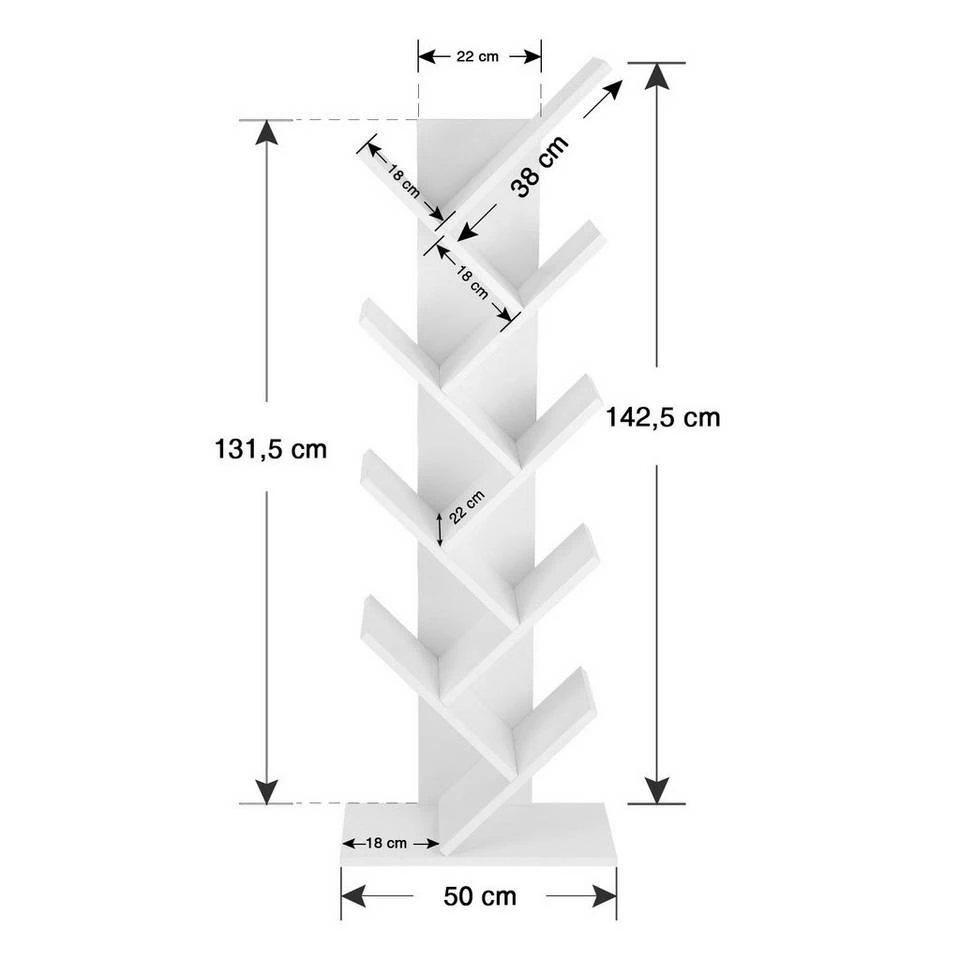 VASAGLE Bücherregal »LBC11BX LBC11WTV1«, Standregal mit 8 Ebenen, in Baumform, für Wohnzimmer, Homeoffice und Büro Vintage, Weiß 10 VASAGLE Bücherregal »LBC11BX LBC11WTV1«, Standregal mit 8 Ebenen, in Baumform, für Wohnzimmer, Homeoffice und Büro Vintage, Weiß – Bild 8
