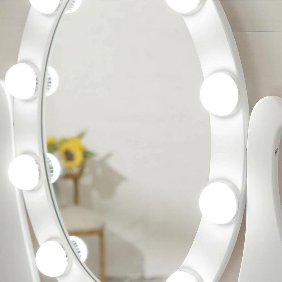 VASAGLE Schminktisch »RDT09WL«, Frisiertisch, Kosmetiktisch mit Beleuchtung, mit Spiegel und Hocker, 5 Schubladen 6 VASAGLE Schminktisch »RDT09WL«, Frisiertisch, Kosmetiktisch mit Beleuchtung, mit Spiegel und Hocker, 5 Schubladen – Bild 4