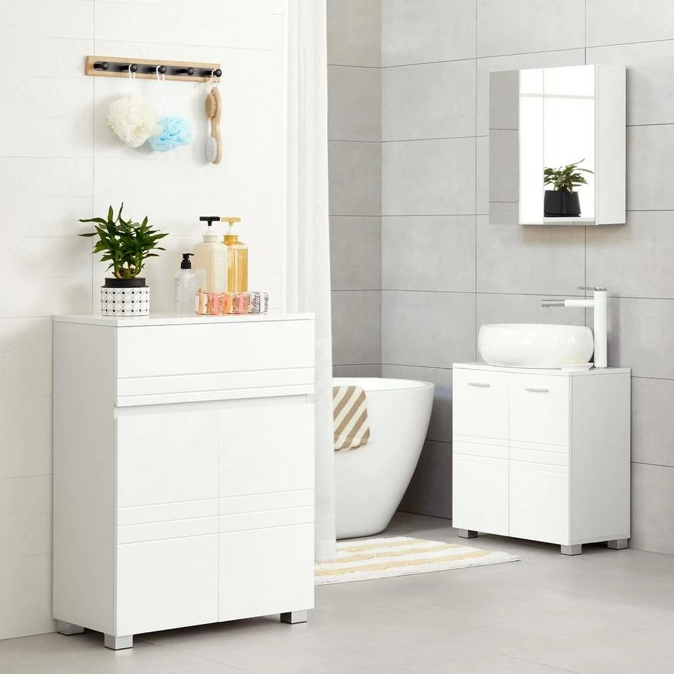 VASAGLE Badkommode »BBK140W01«, Badezimmerschrank, Sideboard mit Schublade, Badezimmer, Flur, 60 x 30 x 80 cm, weiß 5 VASAGLE Badkommode »BBK140W01«, Badezimmerschrank, Sideboard mit Schublade, Badezimmer, Flur, 60 x 30 x 80 cm, weiß – Bild 3