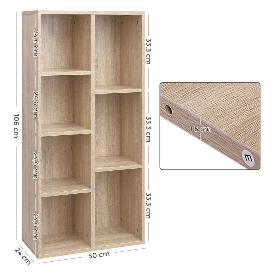 VASAGLE Bücherregal »LBC27NL LBC27WT LBC27BX«, Würfelregal, Standregal, eichefarben Natur, Vintage, Weiß 8 VASAGLE Bücherregal »LBC27NL LBC27WT LBC27BX«, Würfelregal, Standregal, eichefarben Natur, Vintage, Weiß – Bild 6