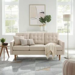 VASAGLE 3-Sitzer »LCS101«, Couch fürs Wohnzimmer, Polyester, 177 x 72 x 86 cm (L x B x H) Beige, Grau