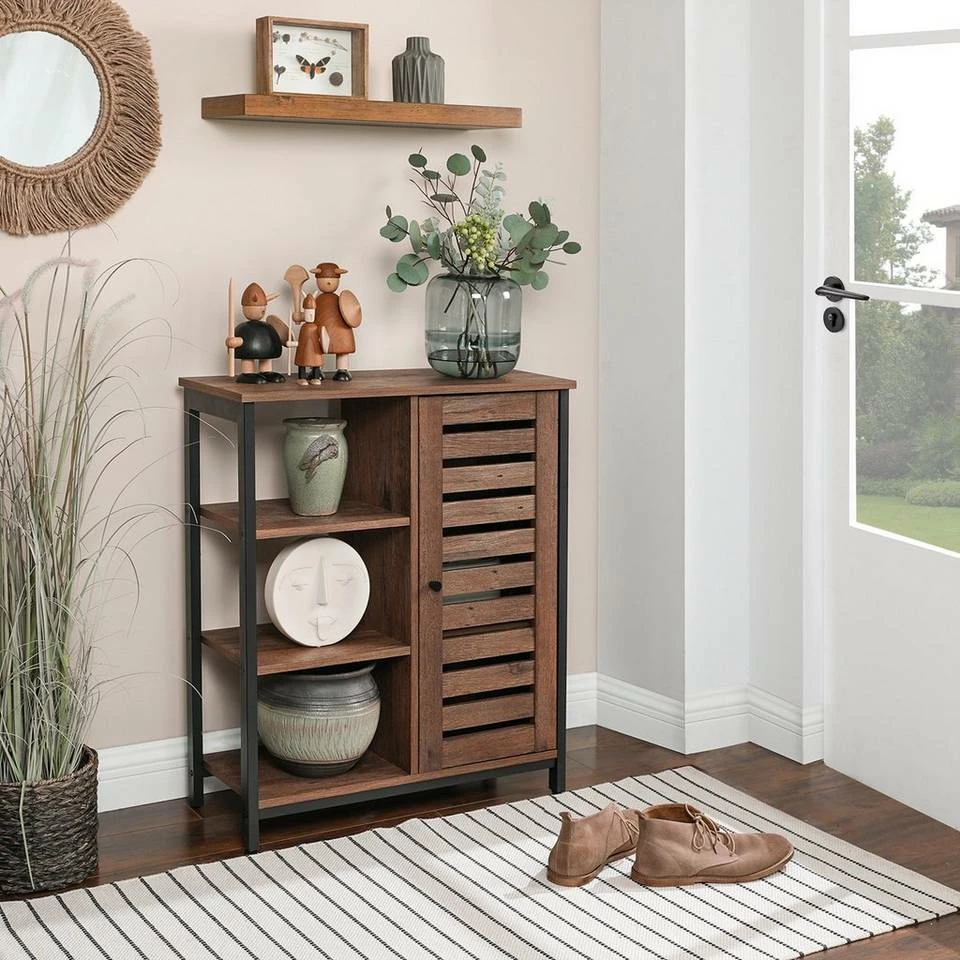 VASAGLE Sideboard »LSC74BX LSC74GD«, Küchenschrank mit 3 offenen Ablagen, Stahlgestell, vintage Braun 9 VASAGLE Sideboard »LSC74BX LSC74GD«, Küchenschrank mit 3 offenen Ablagen, Stahlgestell, vintage Braun – Bild 7